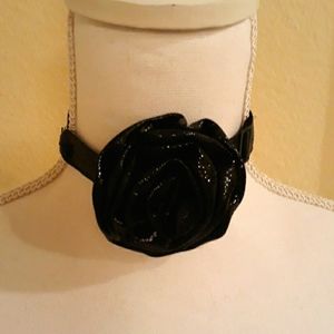 🖤🌹Black Shiney Rose Adjustable Tuxedo Tie One Sz